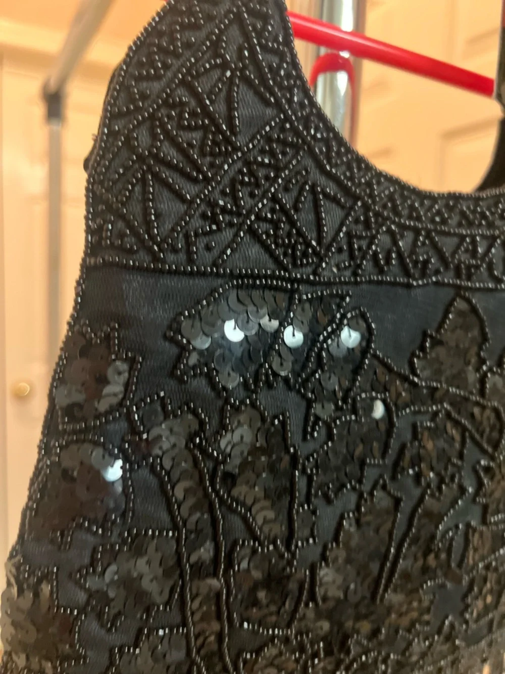 Black Beaded Fringe Evening Bag - Picture 3 of 8